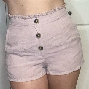 Dusty Rose button up girly shorts high waist